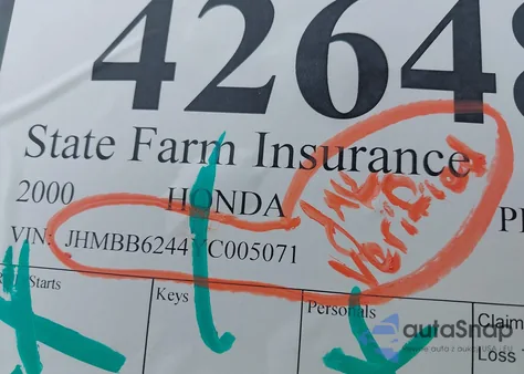 2000 Honda Prelude from USA, damaged, VIN JHMBB6244YC005071